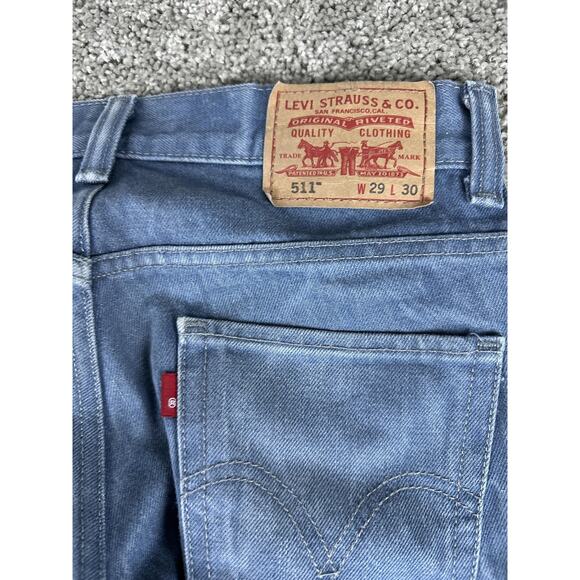 Levis 511 Jeans Mens 29x30 Blue Slim Fit Tapered Leg Denim Pants Classic Style - Picture 12 of 16